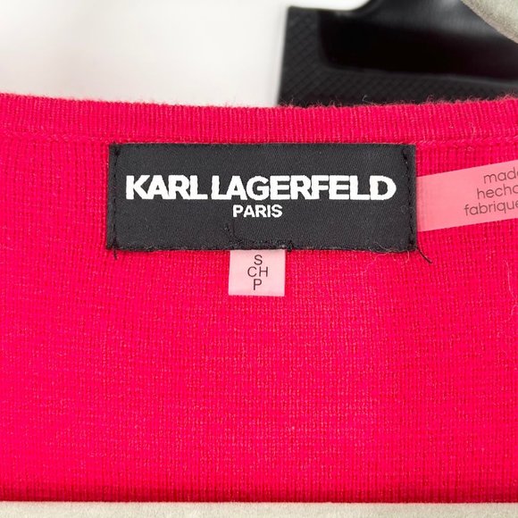 Karl Lagerfeld Red Bow Sleeve Button Down Sweater Jacket - Picture 5 of 6